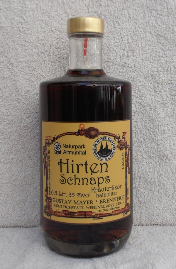 Hirten-Schnaps 35 %vol  0,5 Ltr.  halbbitter Likör  Geschenkflasche