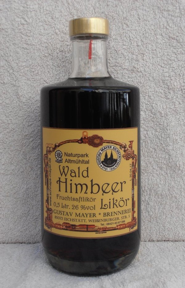 Wald-Himbeer-Likör 26 %vol --- 0,5 Ltr.  Geschenkflasche